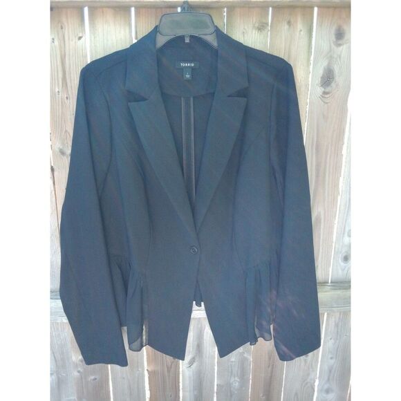 Torrid Blazer Black Sheer Lace Ruffle 1X 14 # 10675091 - Picture 1 of 6